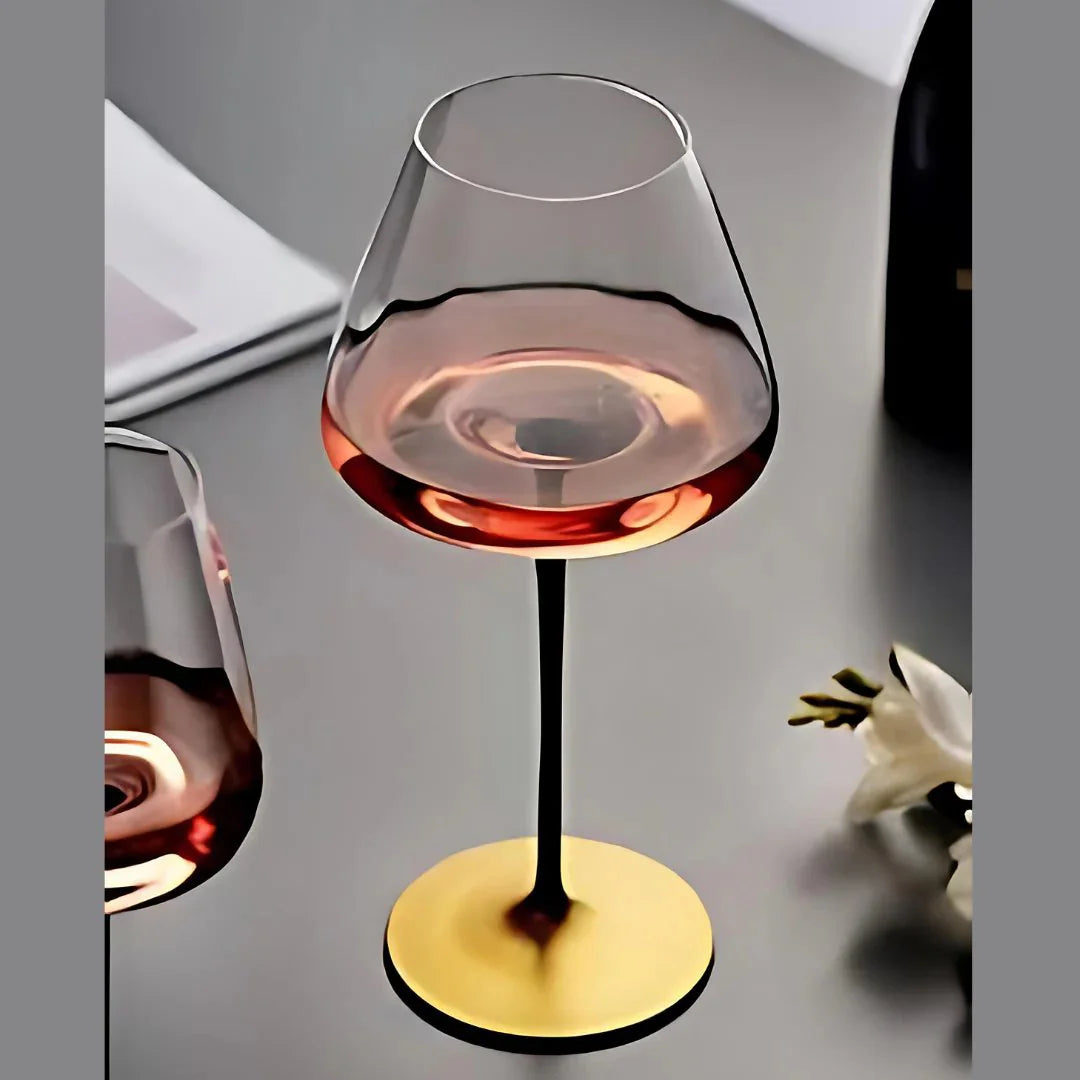 Black Stem Copper Base Wine Glass (Pack Of 2) (Made In Italy)