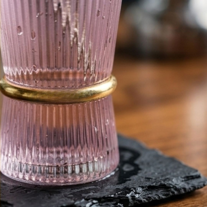 Korean Crystal Ribbed Glass – Real Gold Plated Rims