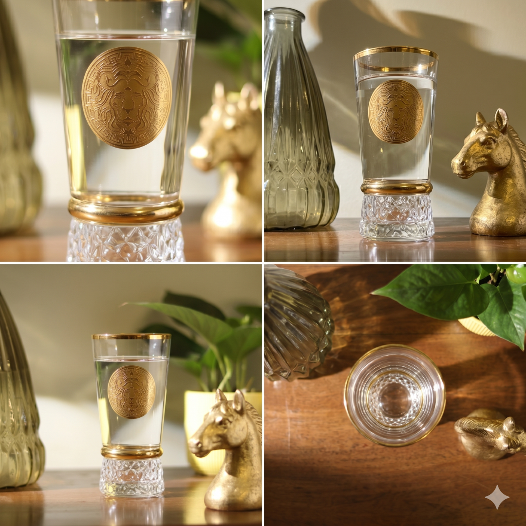 Lionheart Gold Crystal Tumbler - Set Of 6 - Made Of Bohemian Crystal