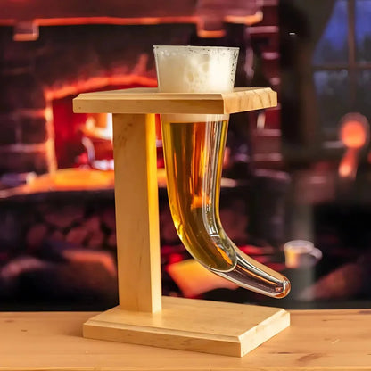 Horn Shape Glass With Wooden Stand
