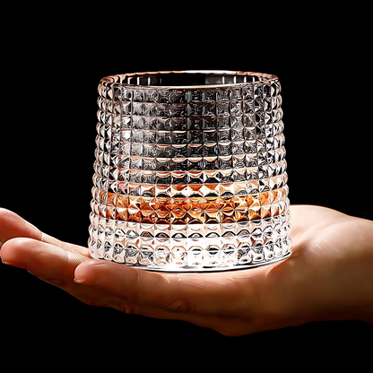 Rock & Roll Whiskey Glass - Pure Crystal - Set Of 6 With Premium Revolving Coasters