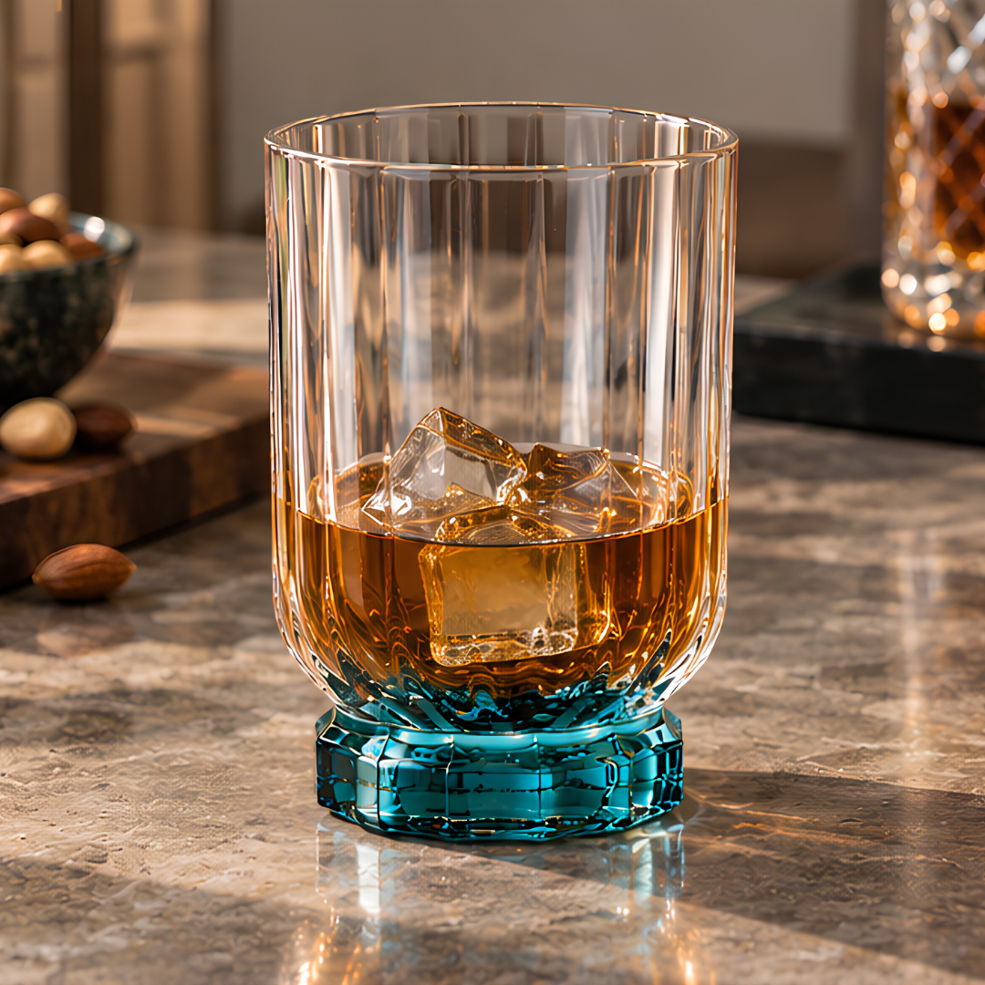 Lucent Blue Crystal Whiskey Glass - Set Of 6 - Made In Slovakia