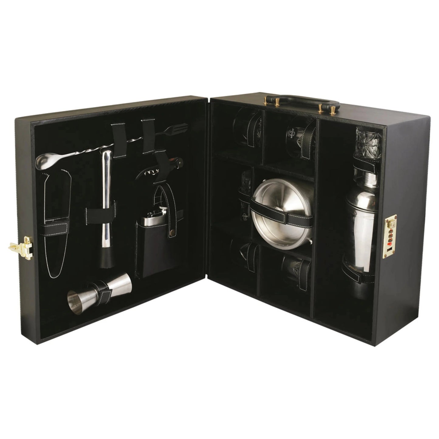 Leather Bar Briefcase With Ice Bucket