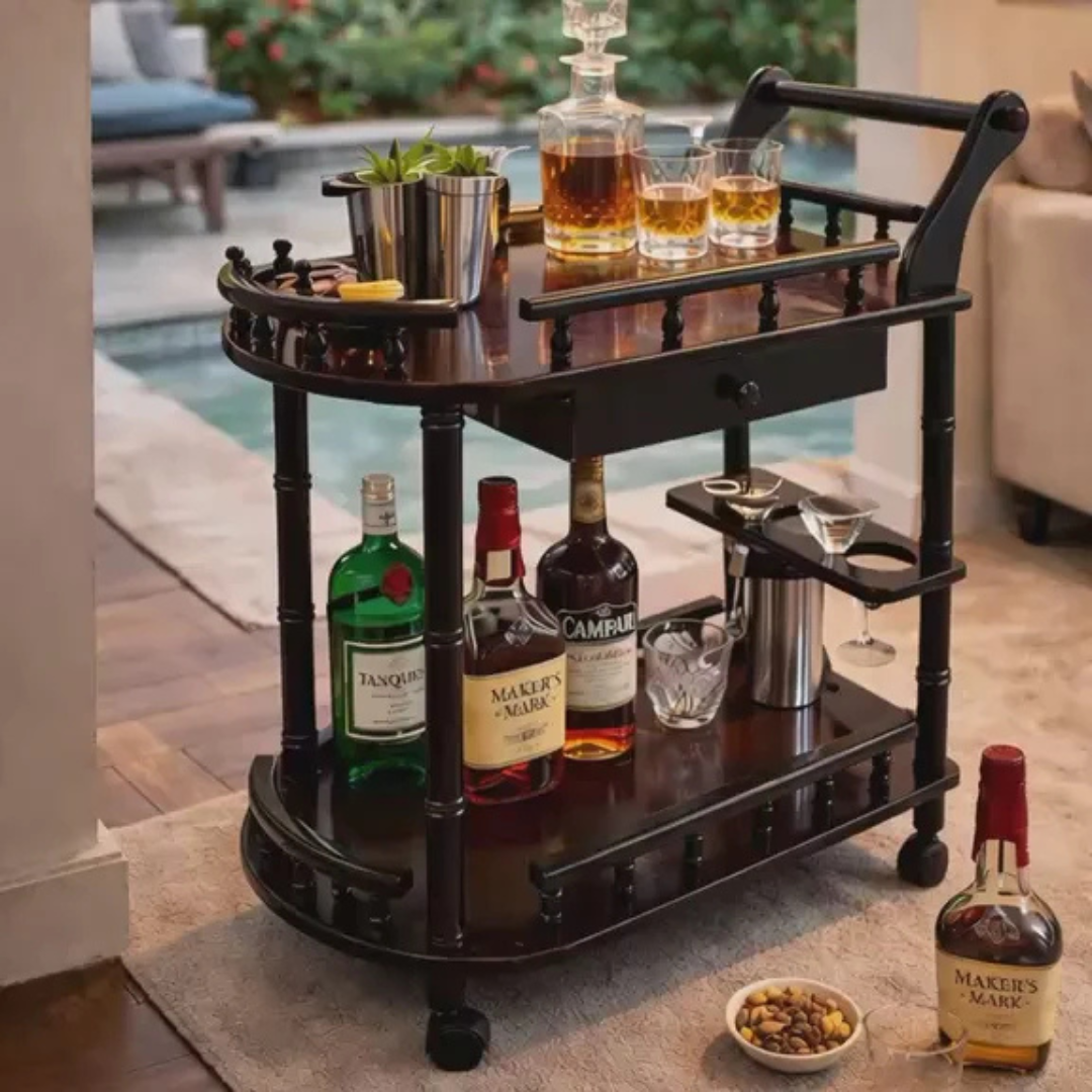 Wooden Bar Trolley – Made Of Sheesham Wood