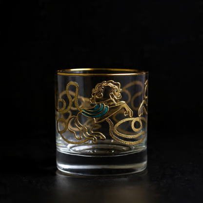 Crystal Stallion Whiskey Glass – Real Gold Embossed | Set of 6 - With Leather Gift Box