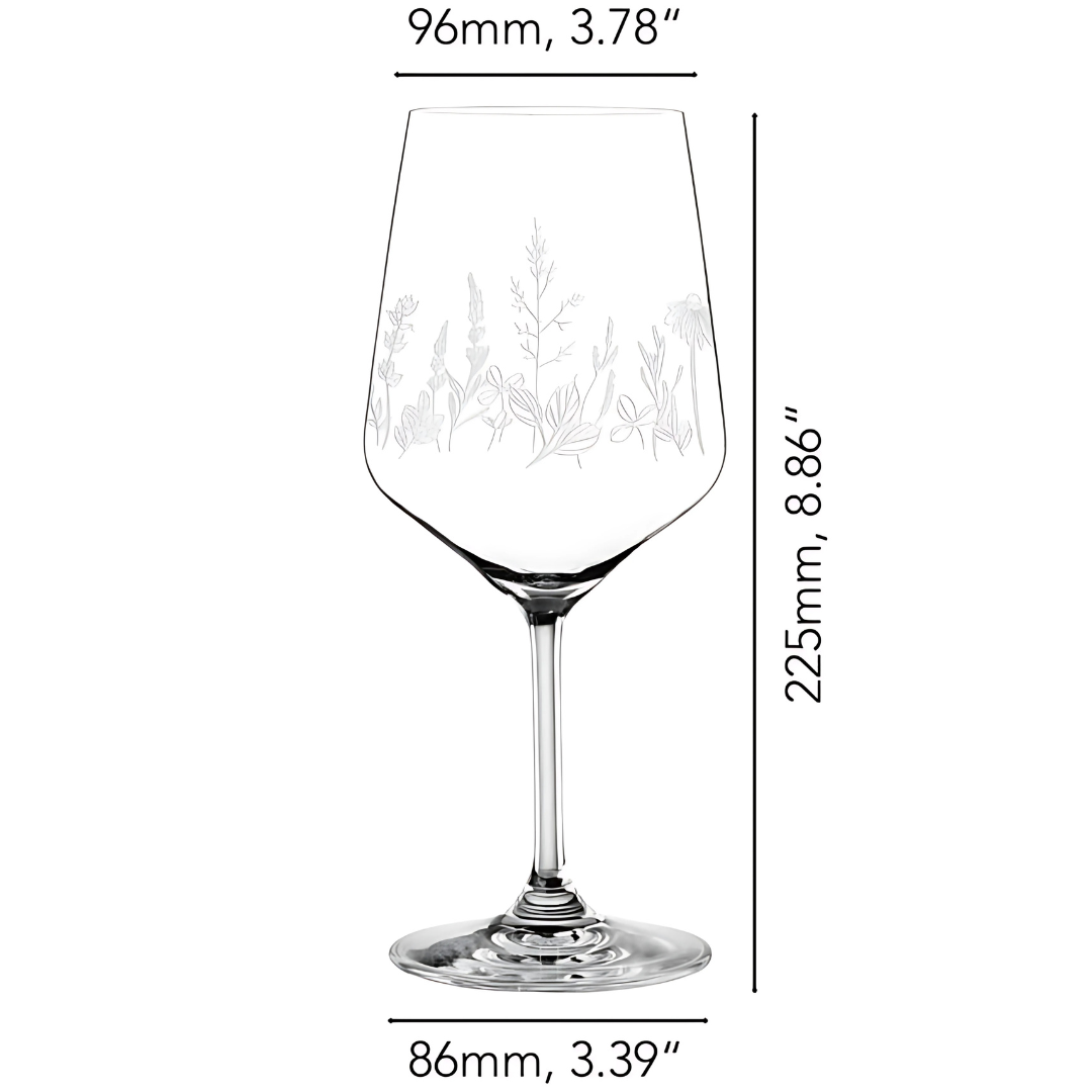 Botanical Crystal Wine Glass - Set Of 2 - Made In Czech Republic
