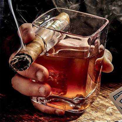 The Cigar Holding Whiskey Glass