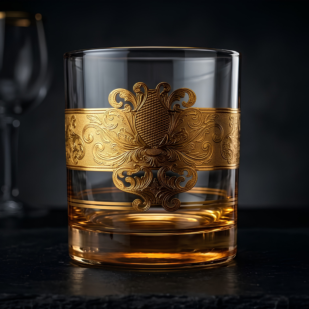 Emperor’s Reserve Crystal Whiskey Glass – Real Gold Plated | Set of 6