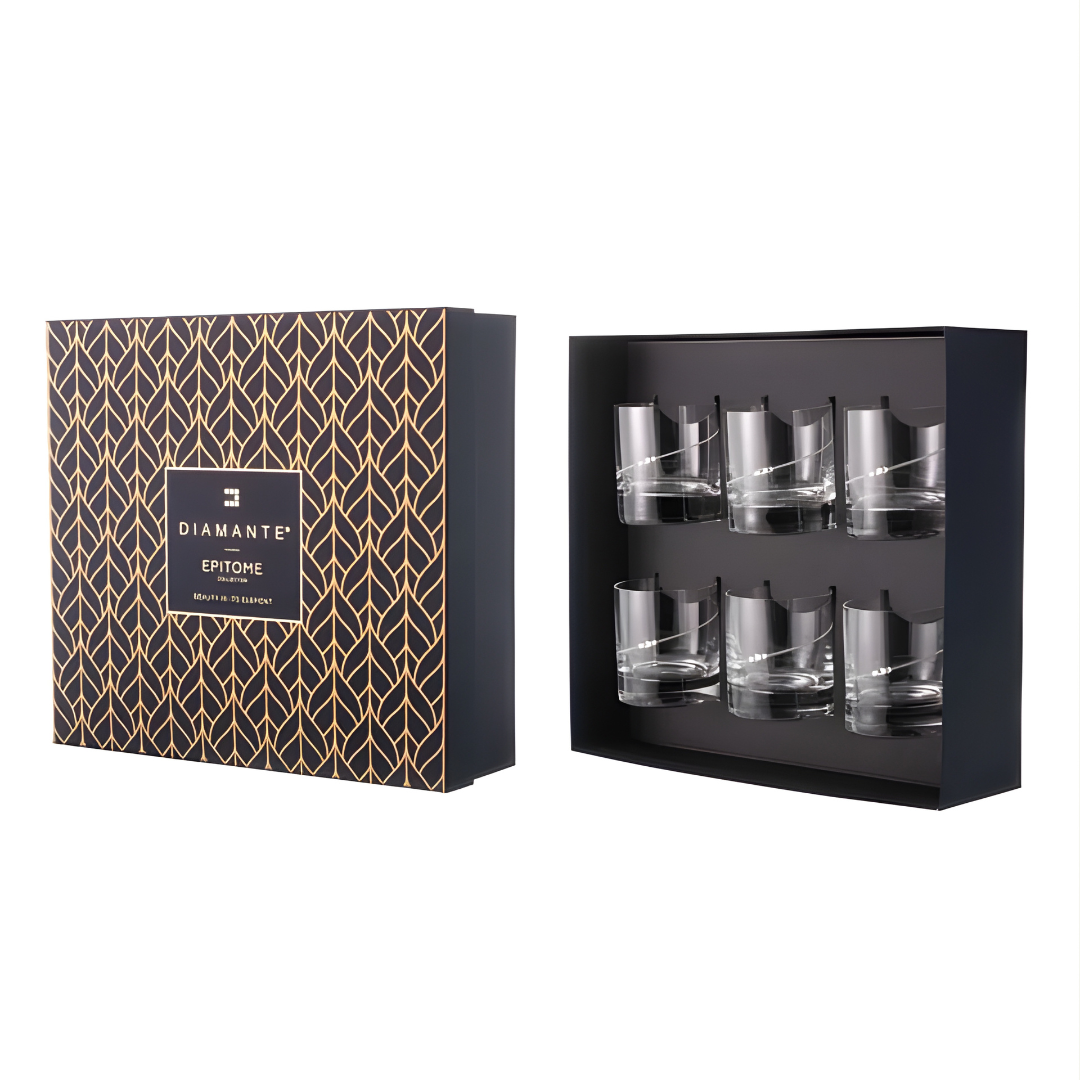 Diamond Studded Crystal Whiskey Glass - Set Of 6