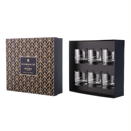 Diamond Studded Crystal Whiskey Glass - Set Of 6