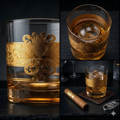 Emperor’s Reserve Crystal Whiskey Glass – Real Gold Plated | Set of 6