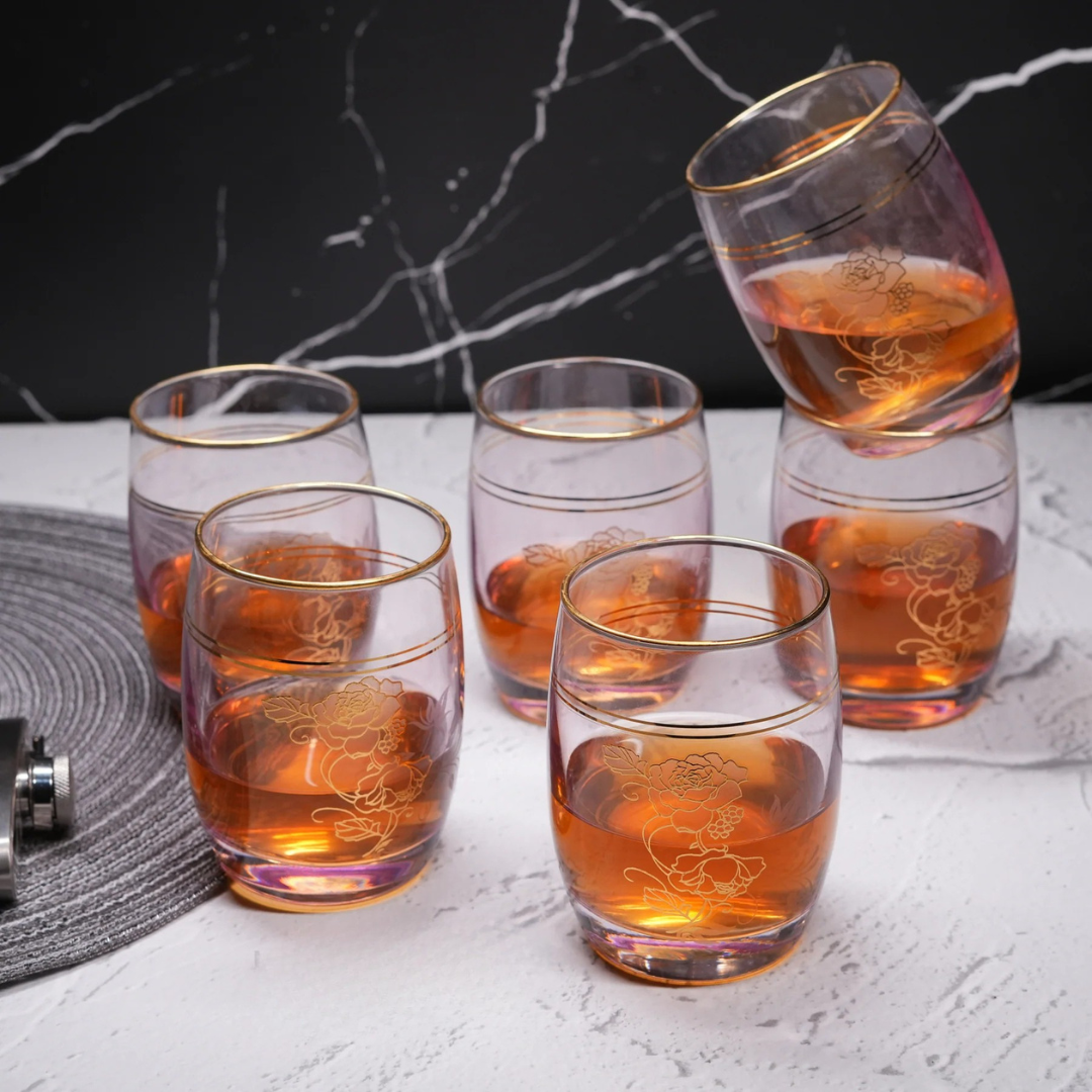 Blush And Gold Hi Ball Glass (Pack Of 6)