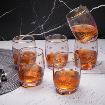 Blush And Gold Hi Ball Glass (Pack Of 6)