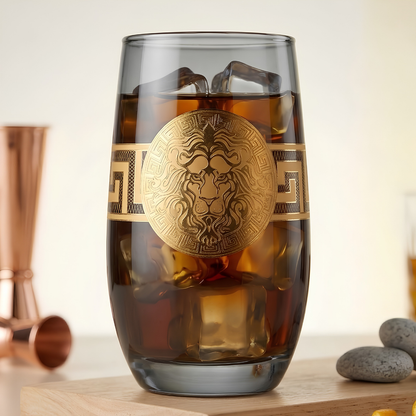 Darkstone Crystal Leo Glass – Real Gold Plated | Set of 6