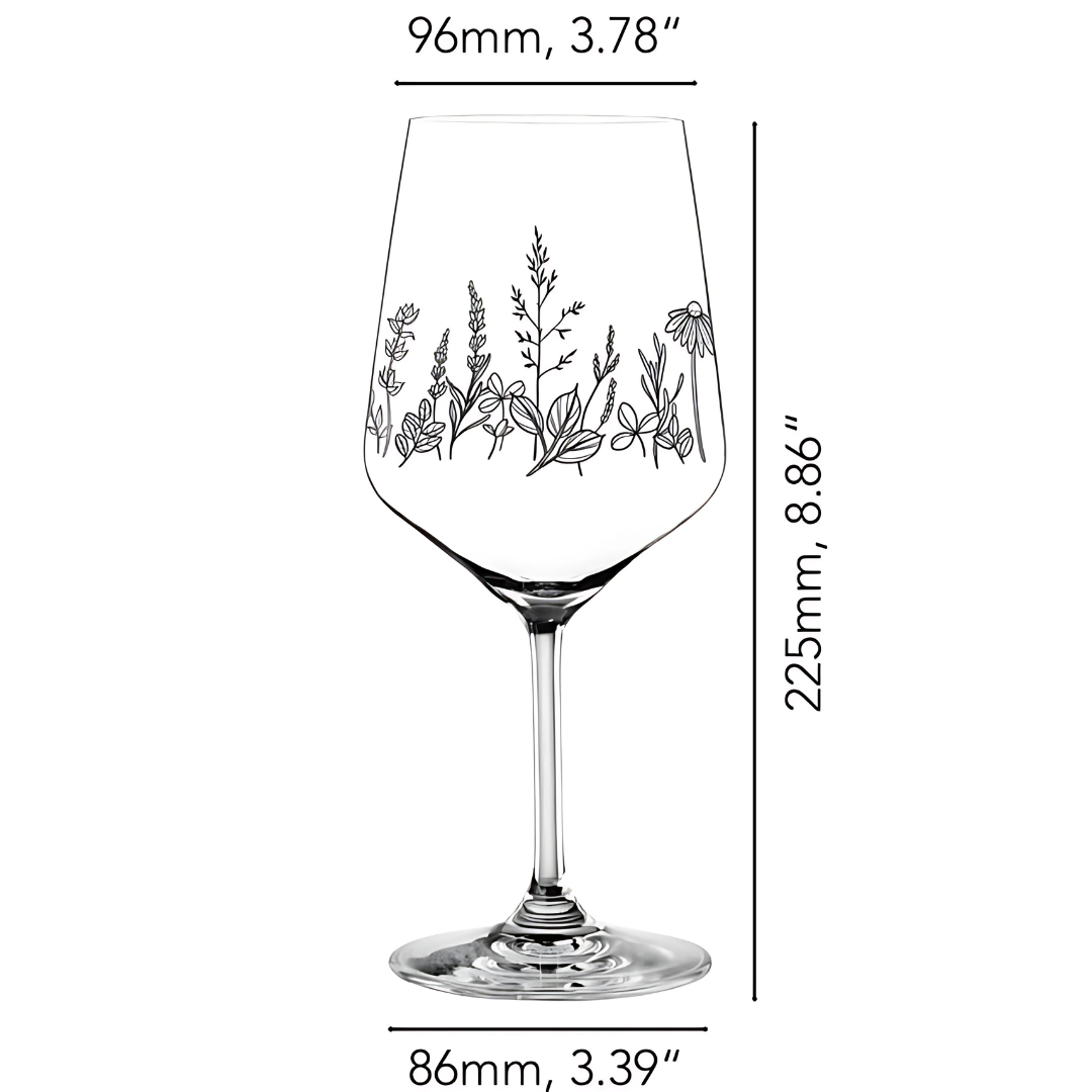 Botanical Crystal Wine Glass - Set Of 2 - Made In Czech Republic