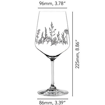 Botanical Crystal Wine Glass - Set Of 2 - Made In Czech Republic