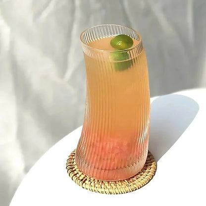 Tilted Striped Glass Big - Made Of Crystal - Set Of 6