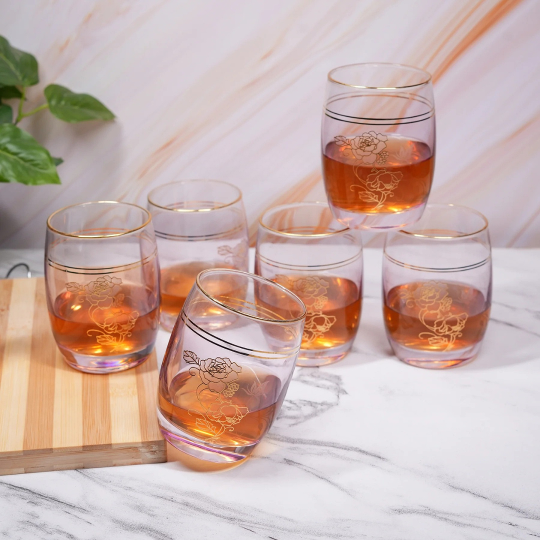 Blush And Gold Hi Ball Glass (Pack Of 6)