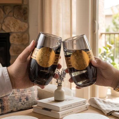 Darkstone Crystal Leo Glass – Real Gold Plated | Set of 6