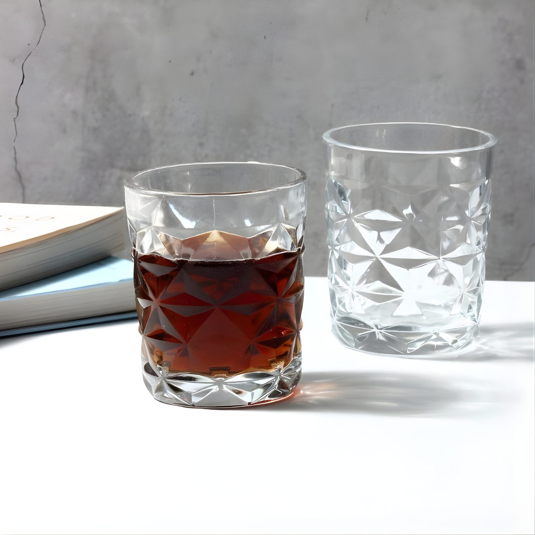 Geometric Crystal Glass - Set Of 6 - Made In Italy