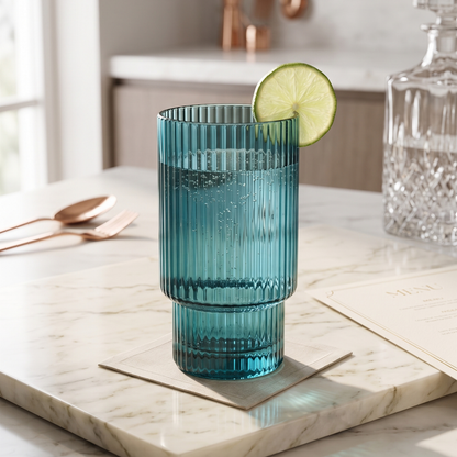 Korean Crystal Ribbed Glasses – Set of 6