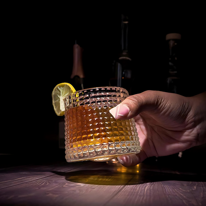 Rock & Roll Whiskey Glass - Pure Crystal - Set Of 6 With Premium Revolving Coasters