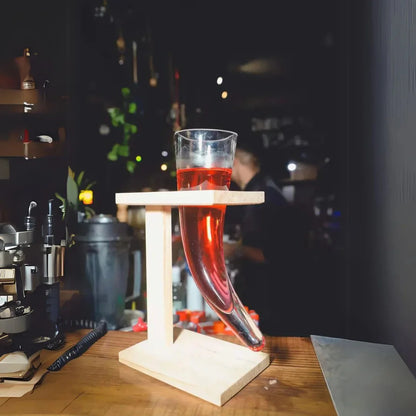 Horn Shape Glass With Wooden Stand