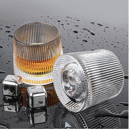 Revolving Vertical Stripped Whiskey Glass