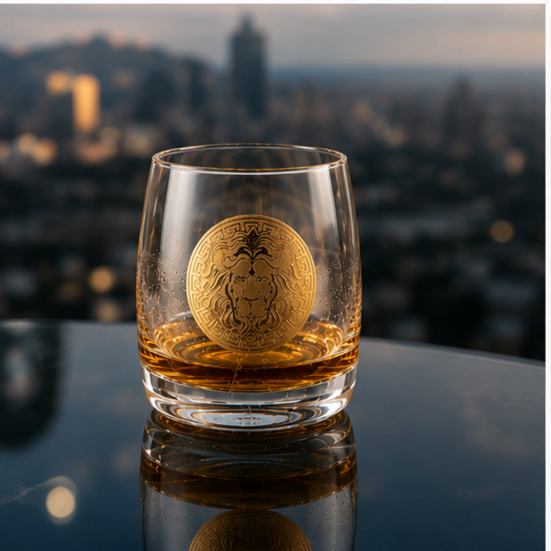 Amber & Gold Lion Glass – Set of 6 | Made in Italy