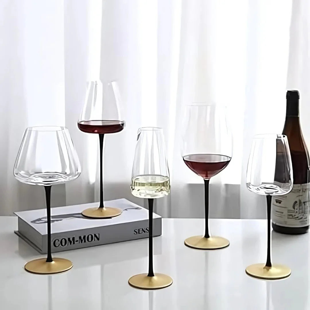 Black Stem Copper Base Wine Glass (Pack Of 2) (Made In Italy)