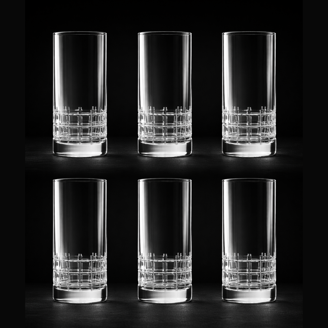 Brilliant Crystal Tall Glass 370 ML (Set of 4) - Made In Slovakia
