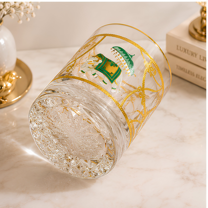 Royal Heritage Elephant Crystal Tumbler - Real Gold Plated - Set of 6 with Leather Briefcase