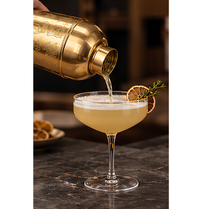 Home Bar Set - Gold Plated - 6 Piece Set - Hand Embossed