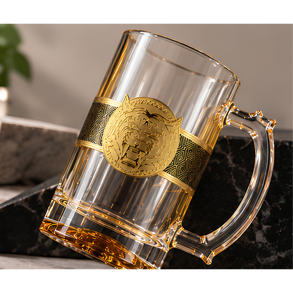 Lion Design Crystal Beer Mugs - Made In Italy