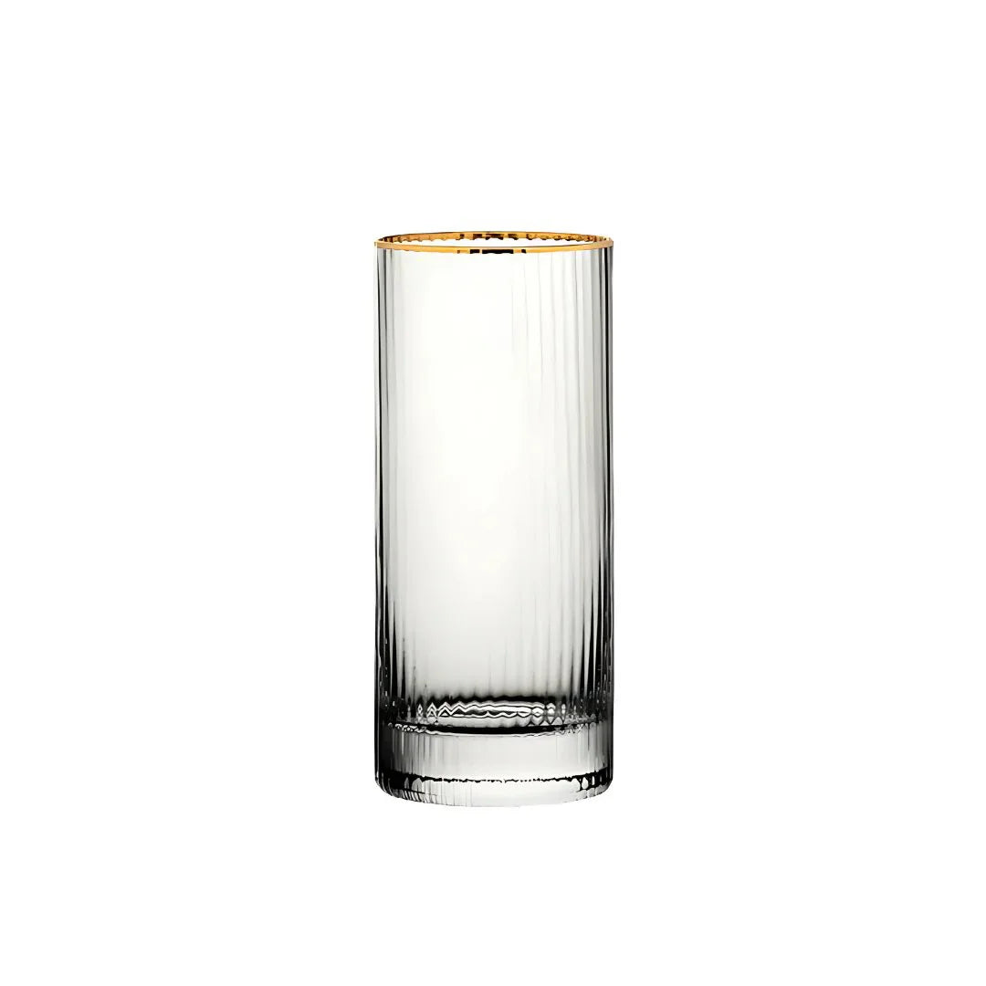 Gold Rim Crystal Hi-Ball Glass (Pack Of 6) - Real Gold Plated