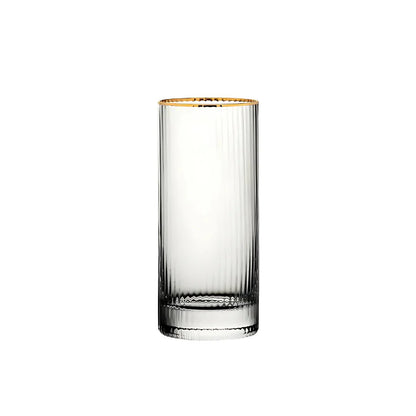 Gold Rim Crystal Hi-Ball Glass (Pack Of 6) - Real Gold Plated