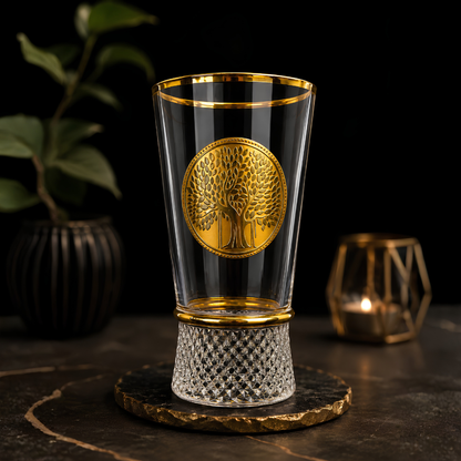 Royal Bonsai Crystal Tumbler – Real Gold Plated | Set of 6