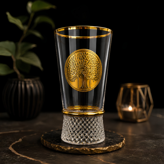 Royal Bonsai Crystal Tumbler – Real Gold Plated | Set of 6
