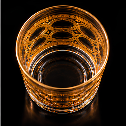 Gilded Crystal Whiskey Glass - Set Of 6 - Made In Turkey - 350 ML