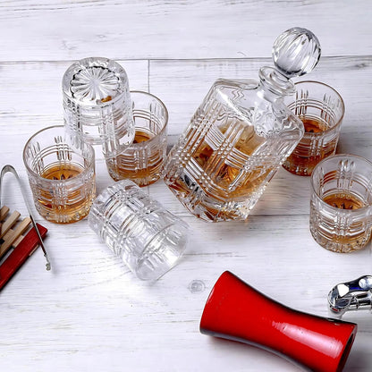 Eclipse Round Cap Crystal Whiskey Decanter Set