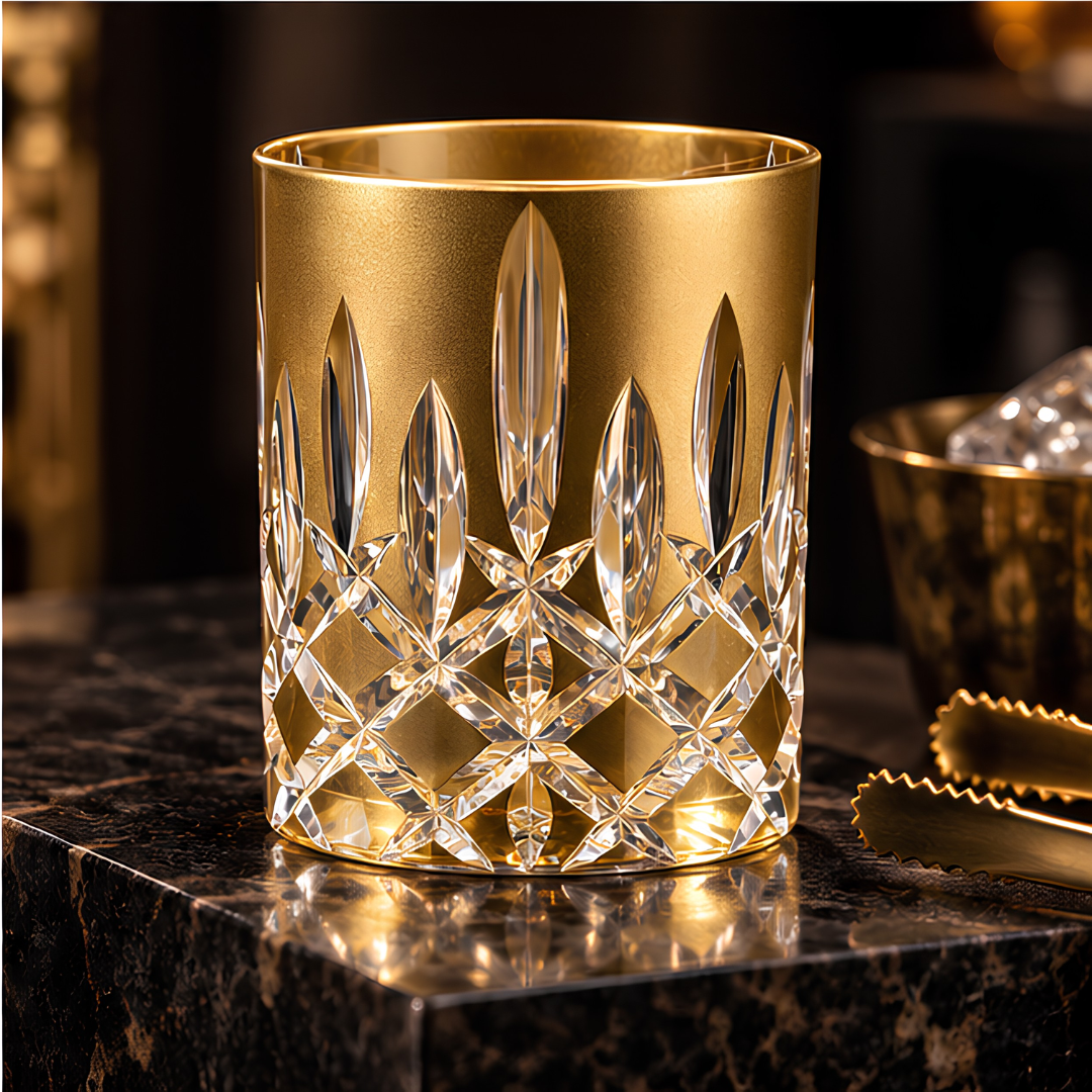 Senior's Pure Crystal Whiskey Glass – Real Gold Plated - Made In Scotland