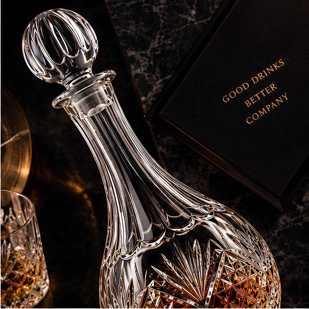 Emperor's Reserve Crystal Whiskey Decanter Set - 1 Decanter + 6 Glasses