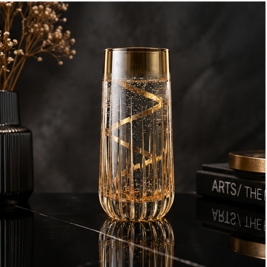 Amber Gold Crystal Glass – Set of 6 | Made in Italy
