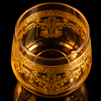 Crystal Amber King's Whiskey Glass - Set Of 6 - Made In Italy - Premium Gift Box