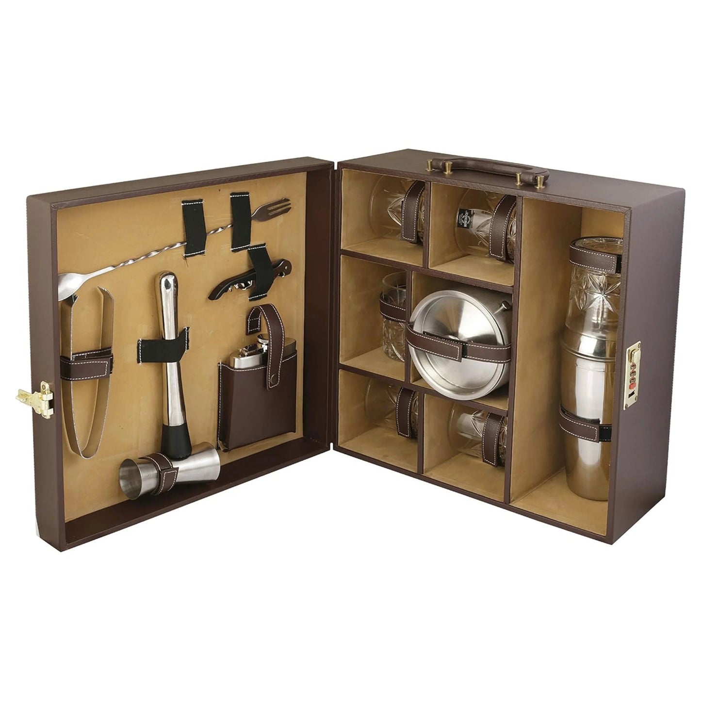 Leather Bar Briefcase With Ice Bucket
