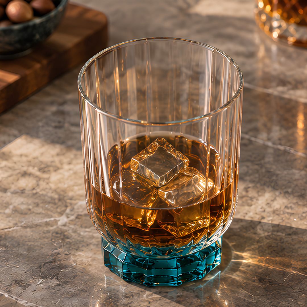 Lucent Blue Crystal Whiskey Glass - Set Of 6 - Made In Slovakia
