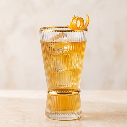Korean Crystal Ribbed Glass – Real Gold Plated Rims