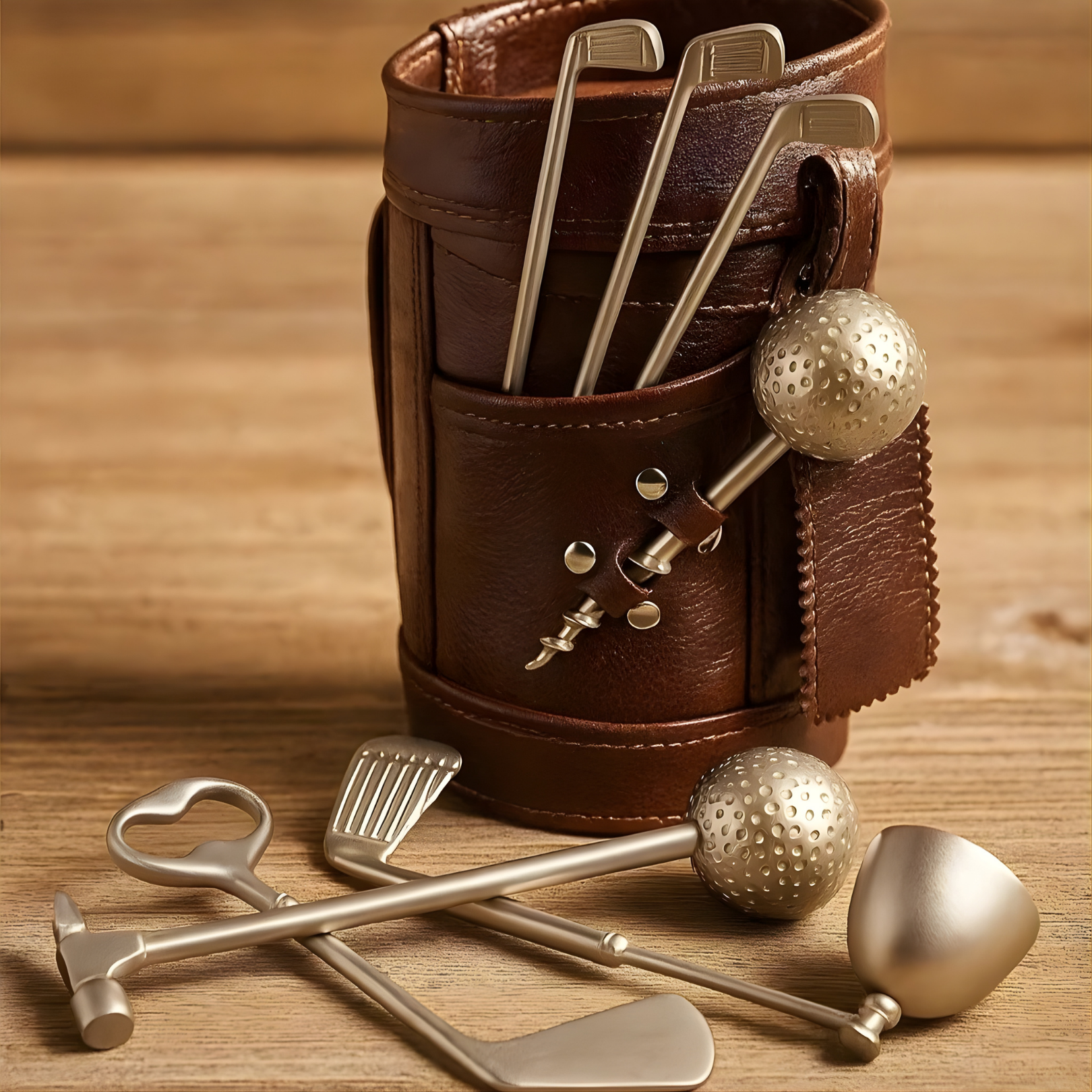 Golf Bar Tool Kit With Leather Bag