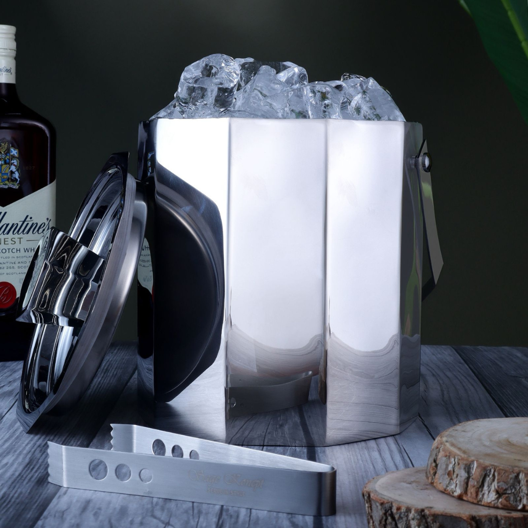 Hexagonal Ice Bucket With Tong