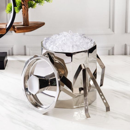 Hexagonal Ice Bucket With Tong